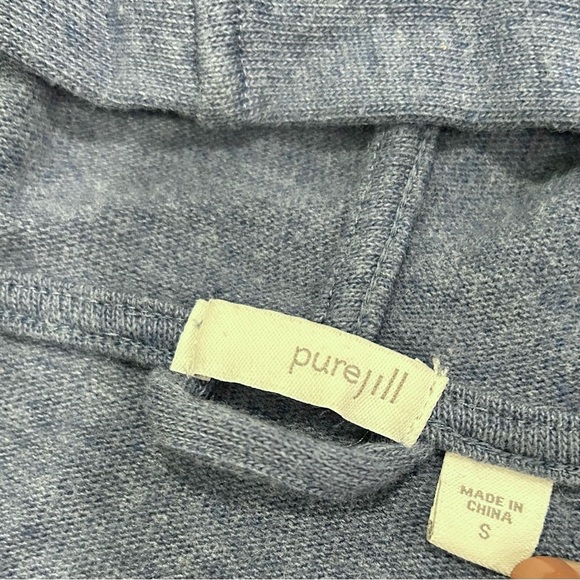 Pure J Jill Hooded Cardigan Sweater Tunic Blue Long Sleeve Pockets Snap Size S - Picture 4 of 8